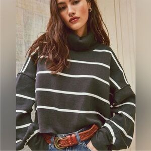 Free People Pauline Striped Turtleneck Sweater